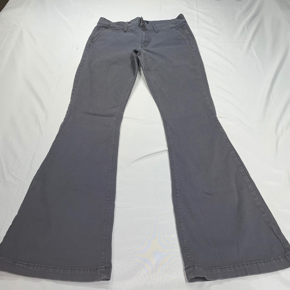 American Eagle‎ Artist Flare Pants Gray Stretch Cotton Trousers Womens 8 Long
